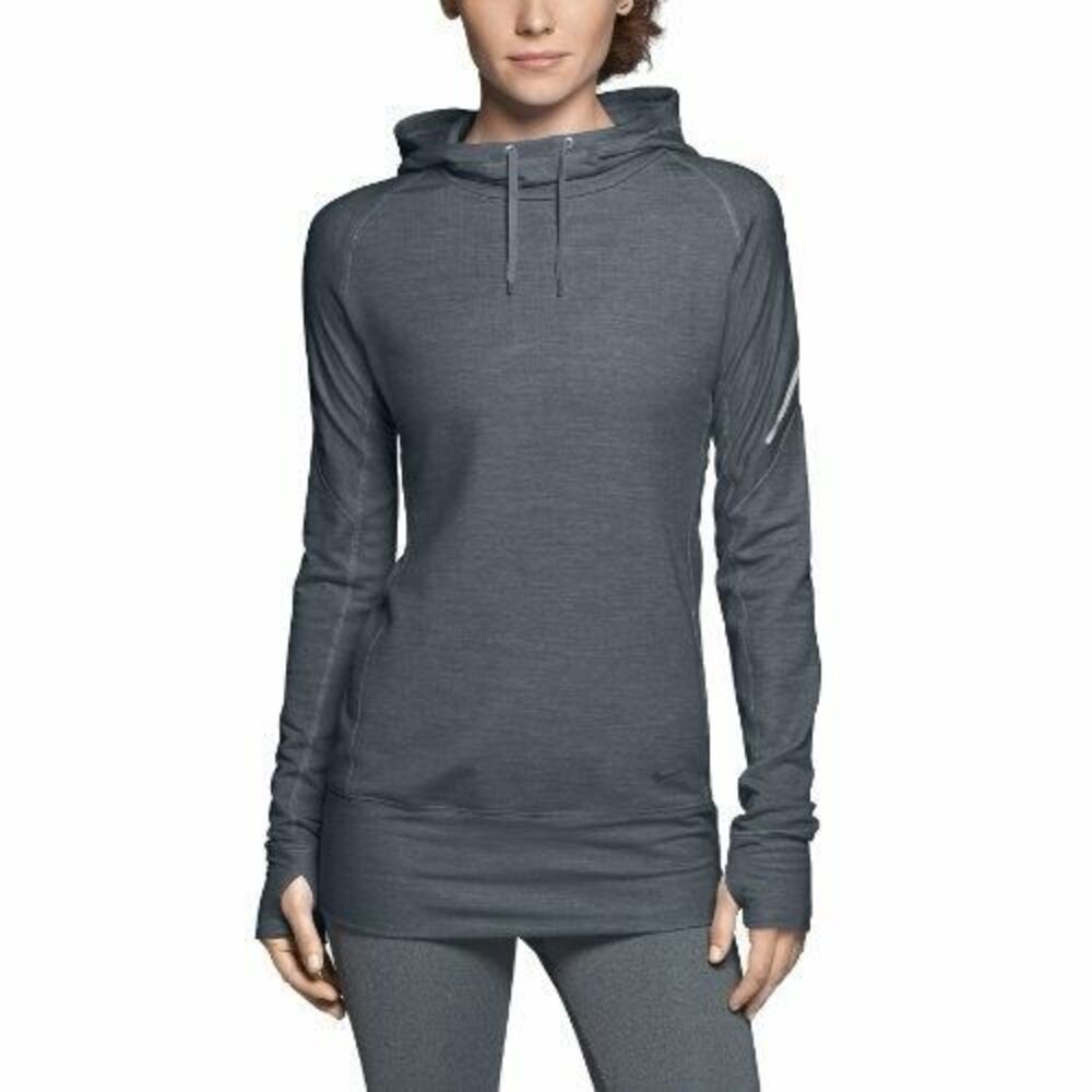 Nike Training Wool Blend Running Hooded Long Torse Hoodie Gray Size Medium